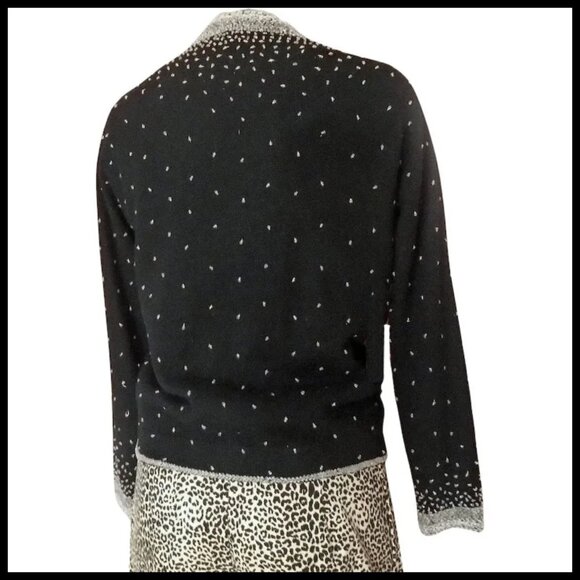 Vintage Beaded Cardigan, Beaded Black Sweater, Rockabilly Fun - Picture 4 of 14